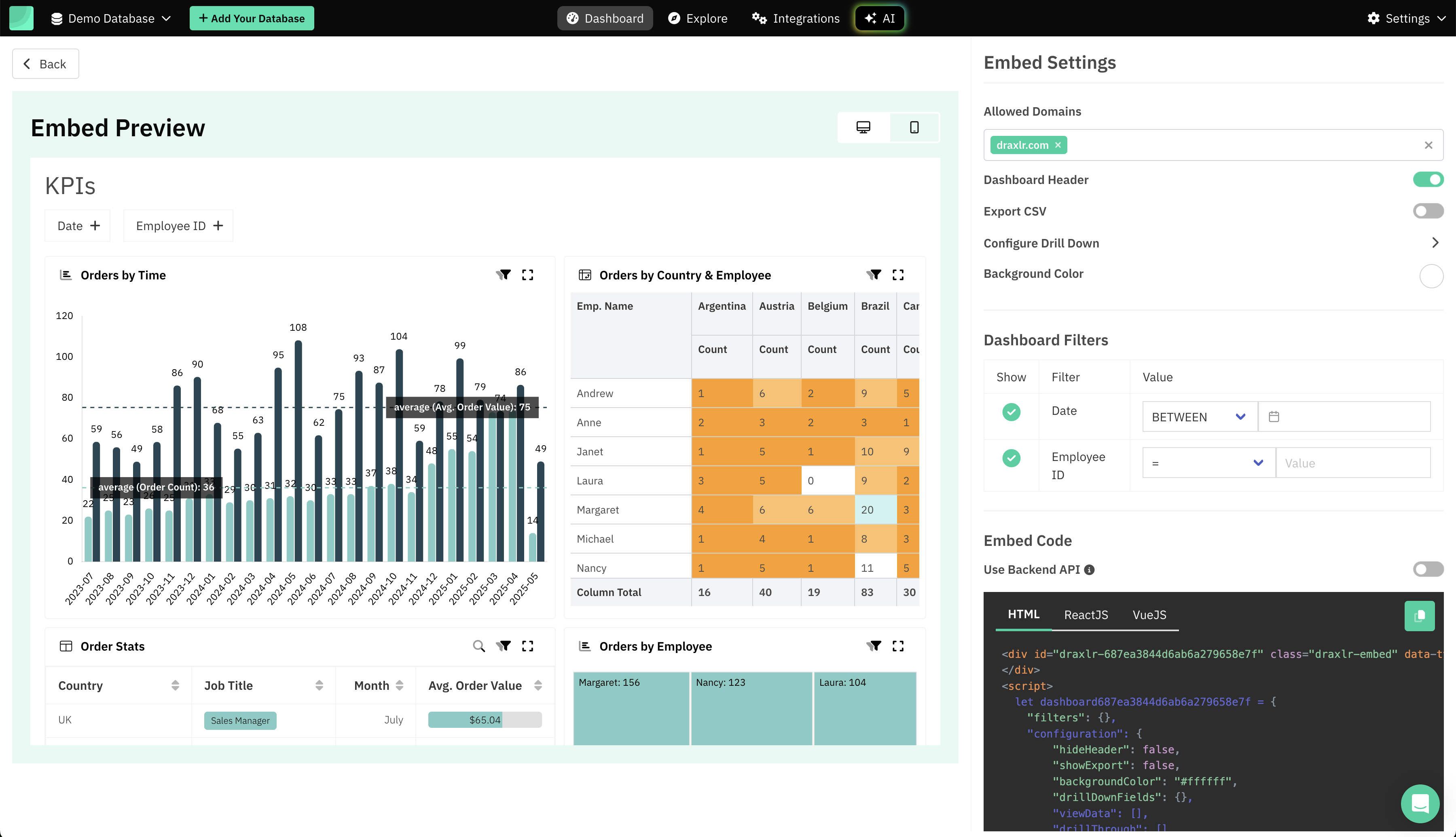Dashboard Embed
