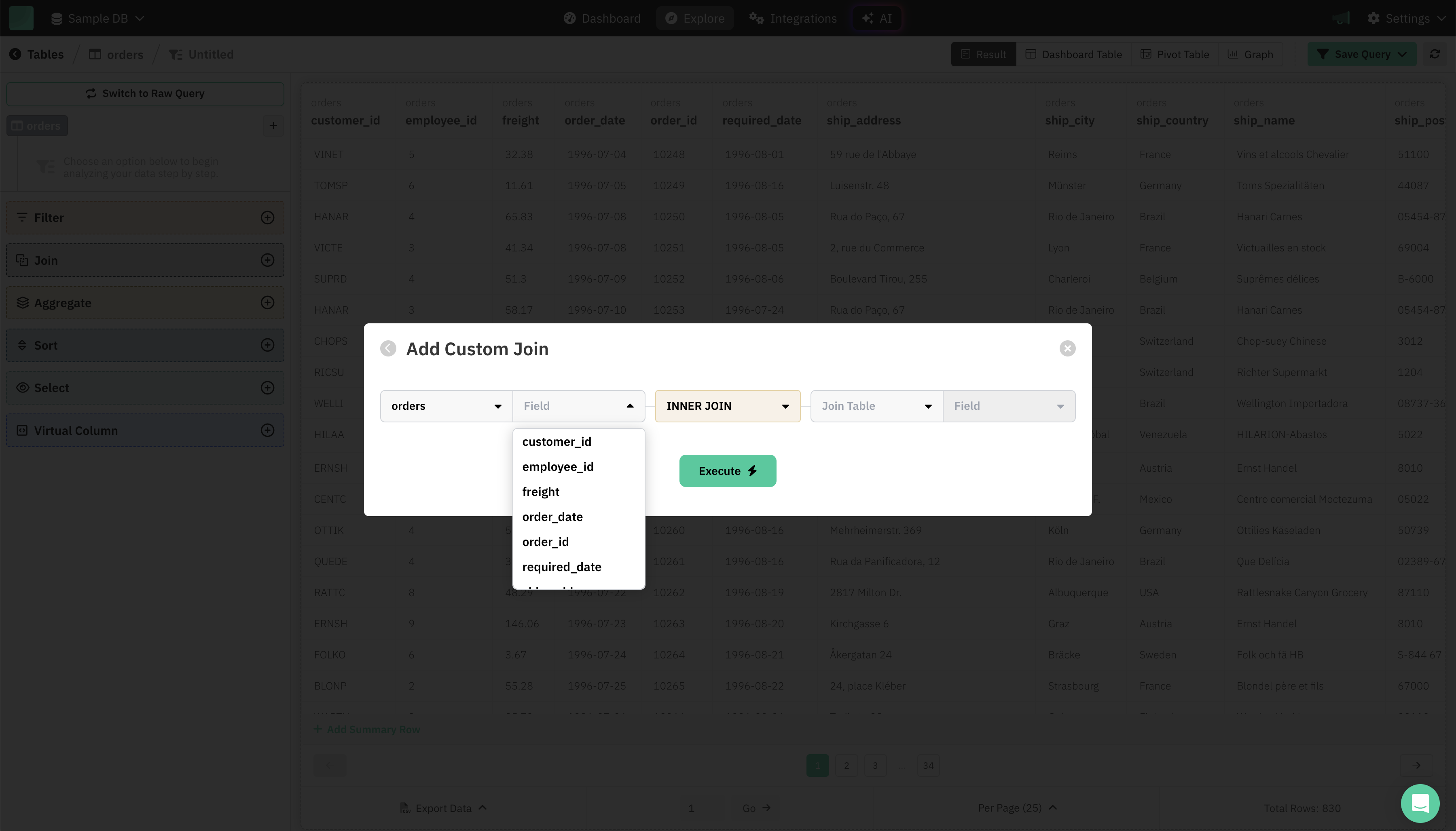 Query Builder > Custom Join