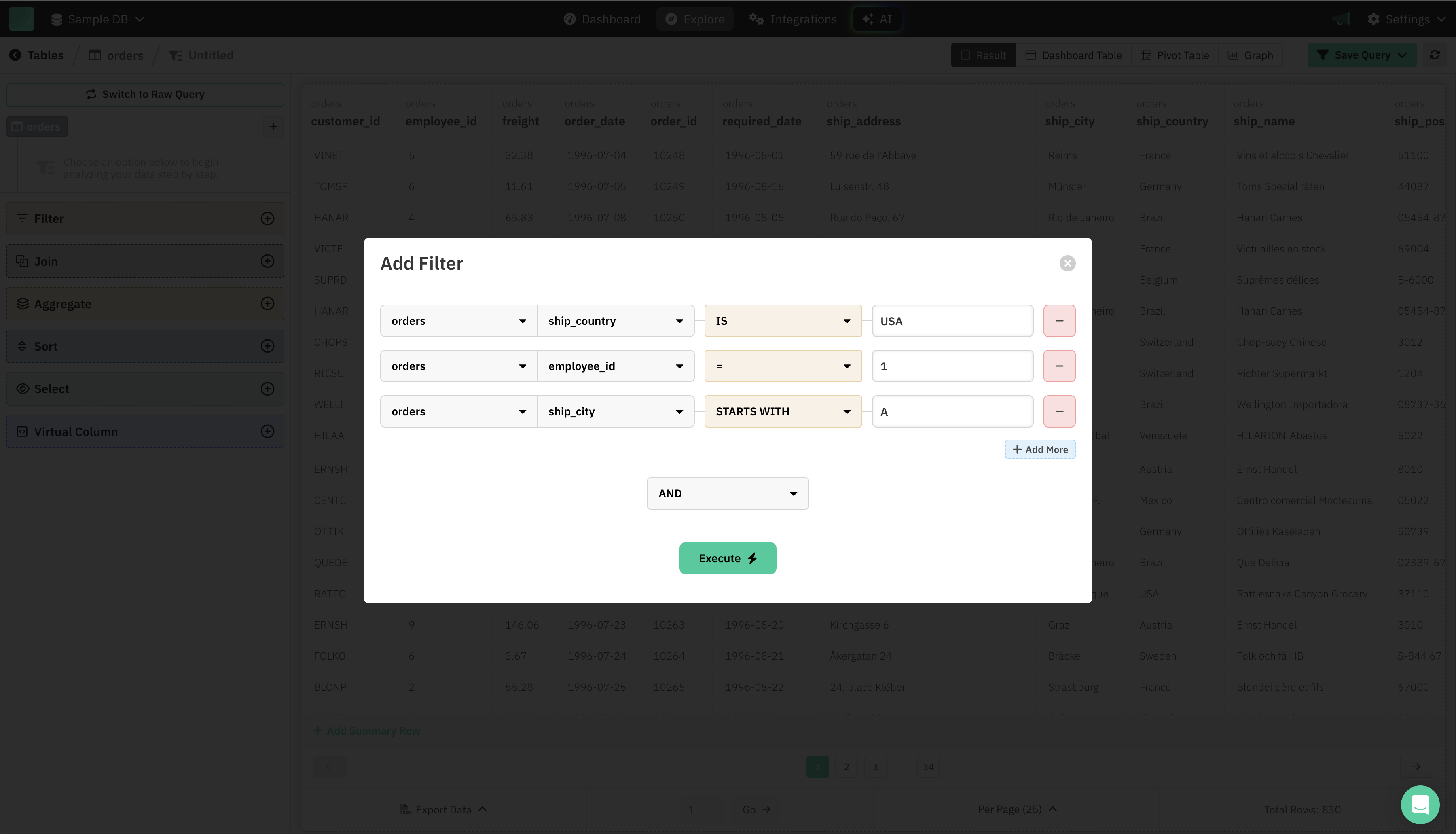 Query Builder > Filter