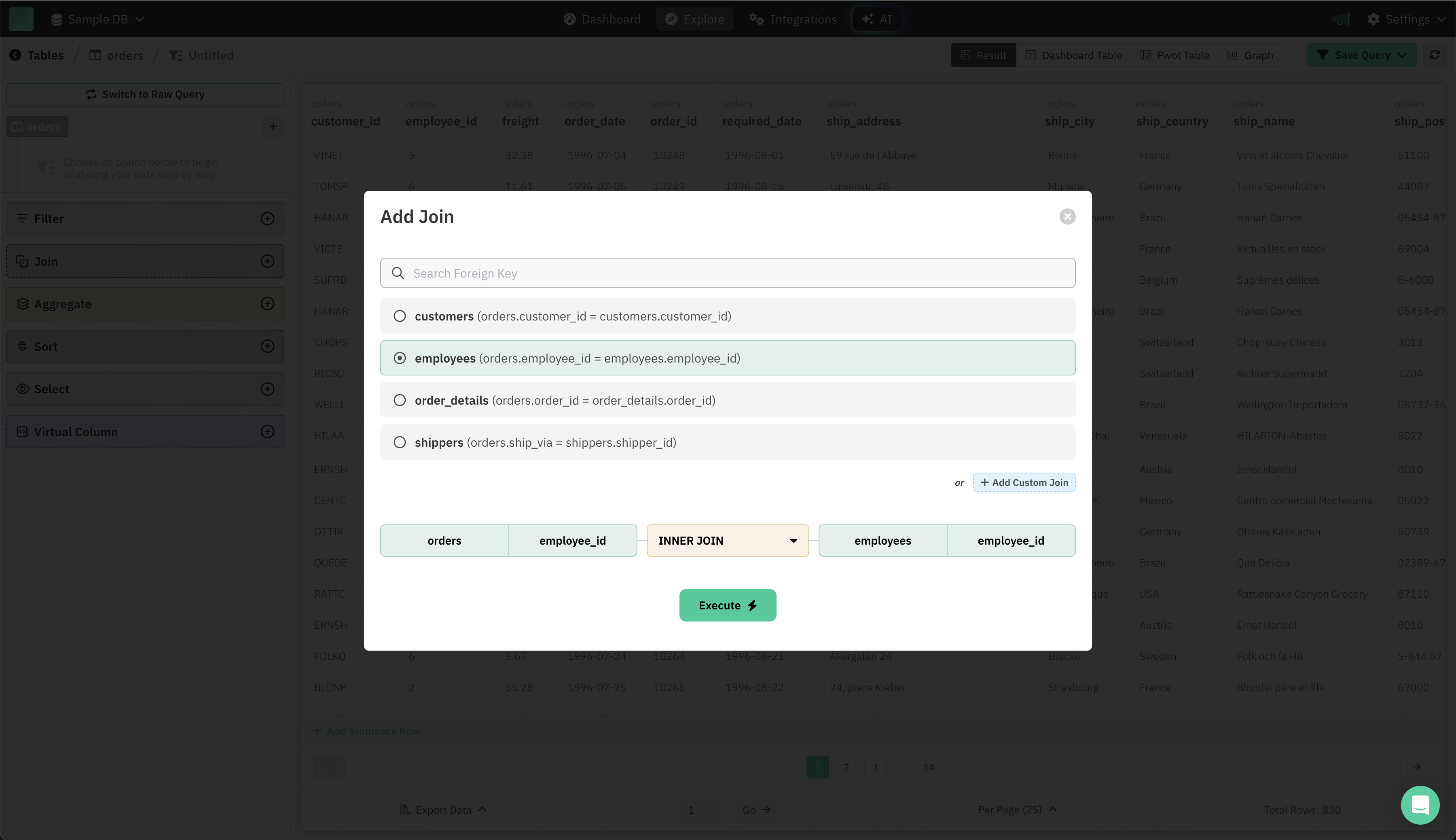 Query Builder > Join